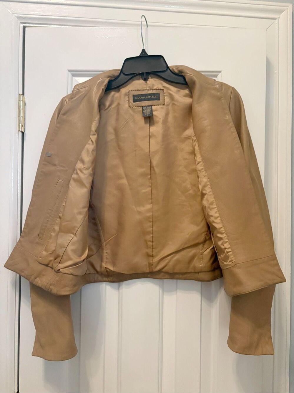 Banana Republic 100% Lamb Leather Jacket Camel Size Small - Picture 4 of 5